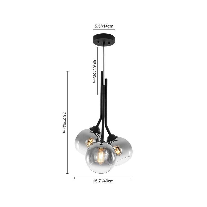 3-Light Contemporary Handcrafted Mirror Glass Pendant - N/A