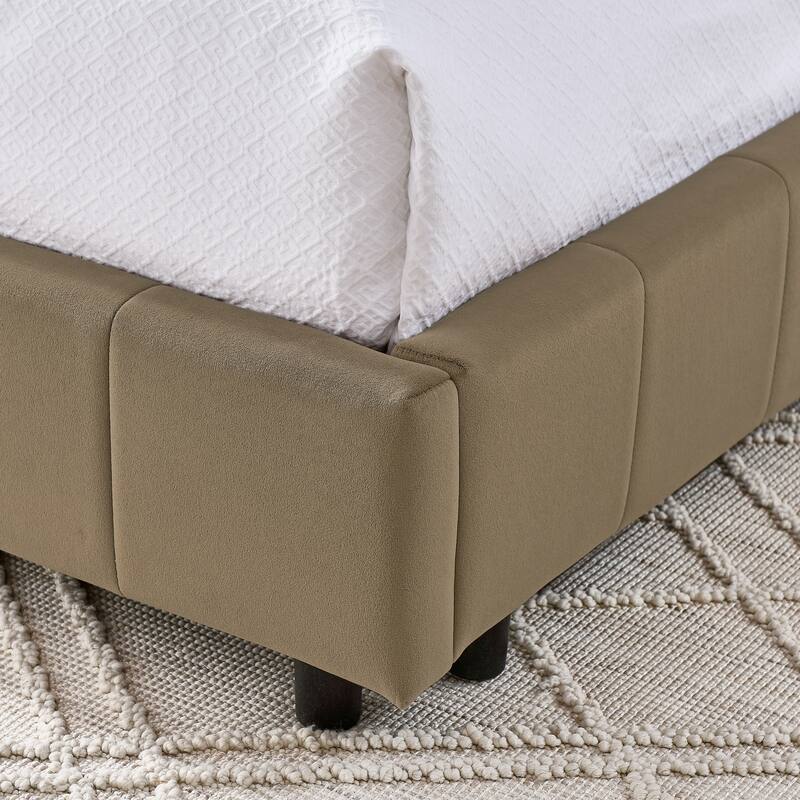 Full Size Upholstered Tufted Bed Frame, Sofa Bed Frame With Comfortable Backrest And Armrests