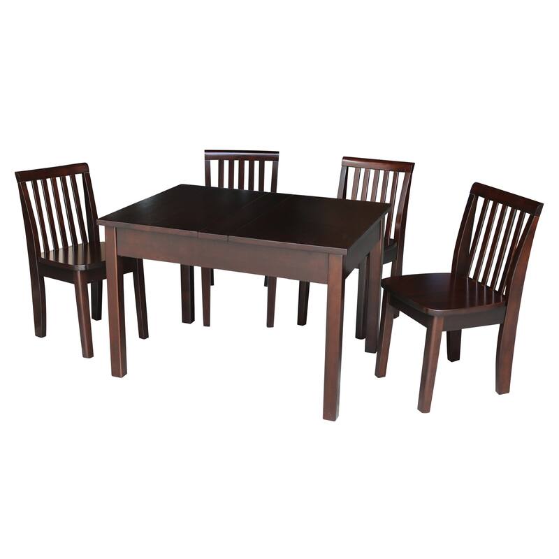 Kids Table with Lift Up Top and 4 Mission Juvenile Chairs - 5 Piece Set - Mocha