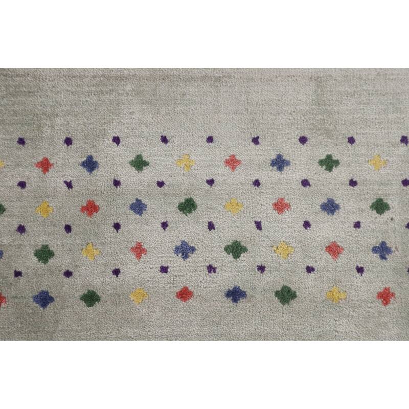 Green Gabbeh Oriental Square Area Square Rug Hand-Knotted Wool Carpet - 9'4" x 10'0"