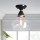 preview thumbnail 1 of 6, Vintage Brown 1-Light Transparent Bubble Glass Semi Flush Mount Lamp