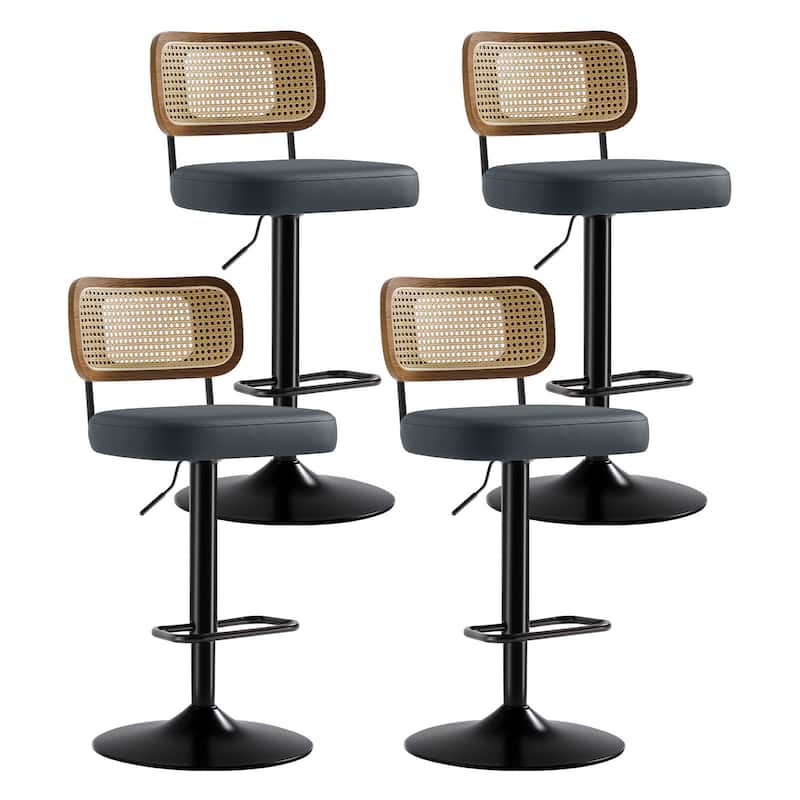 Adjustable Height Swivel Bar Stools with Back and Footrest - 17.7"W x 15.75"D x 35"-42.9"H
