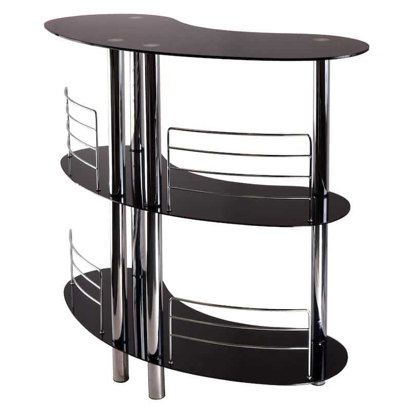 Martini Entertainment Bar, Black and Chrome - 47.05 x 22.64 x 41.81 inches - Black and Chrome 