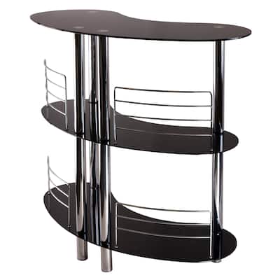Martini Entertainment Bar, Black and Chrome - 47.05 x 22.64 x 41.81 inches