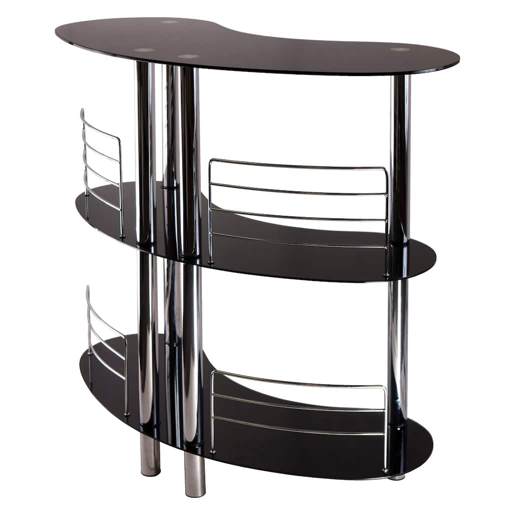 Martini Entertainment Bar, Black and Chrome - 47.05 x 22.64 x 41.81 inches