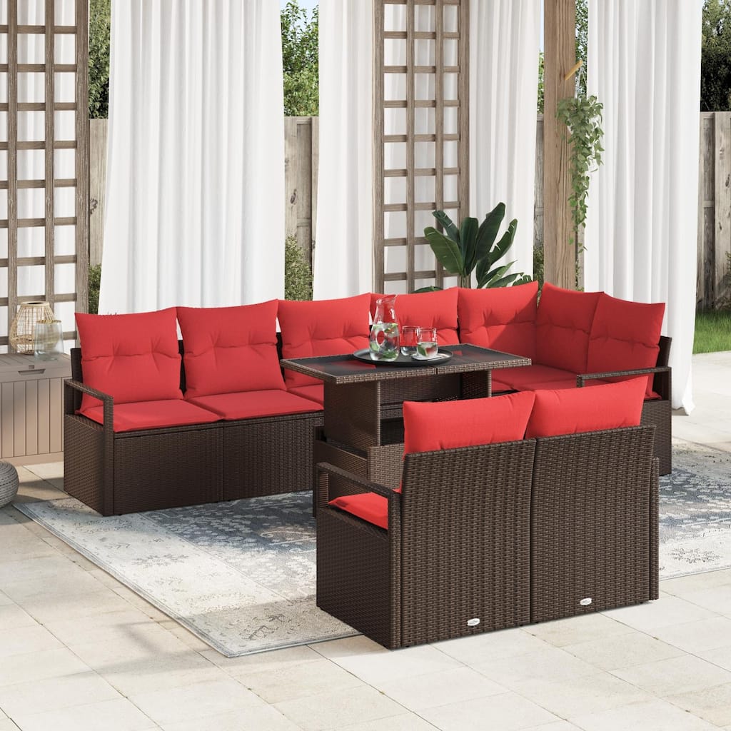 vidaXL 9 Piece Garden Sofa Set with Cushions - 113×48×27.2