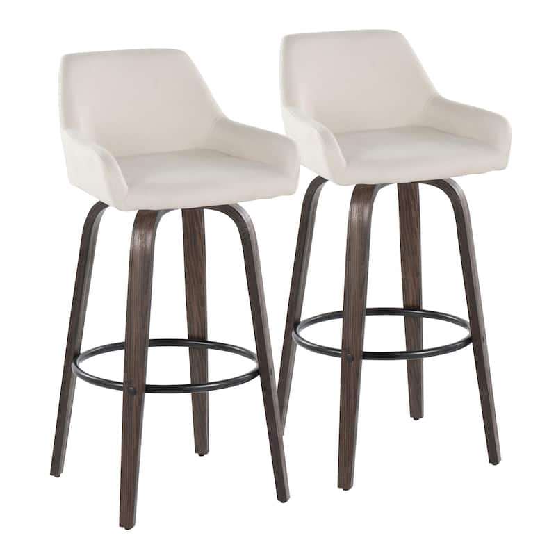 Porch & Den Galotti 30" Fixed-Height Bar Stool with Bent Wood Legs & Round Footrest (Set of 2)