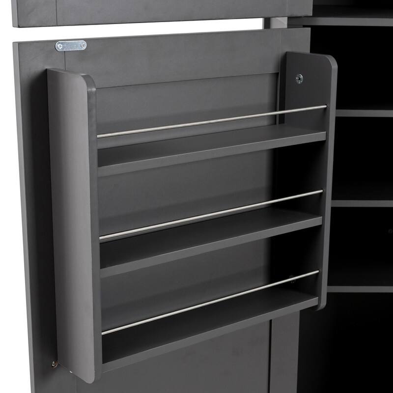 Modern 80.1" Tall Freestanding Kitchen Pantry Cabinet with Adjustable Shelves and 2 Power Outlets