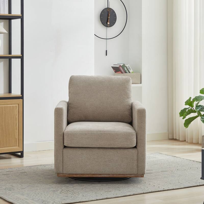 30.7"W Square Upholstered Swivel Accent Chair - Taupe