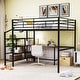 preview thumbnail 3 of 11, Full Size Metal Loft Bed with Desk and Lateral Storage Ladder, Black