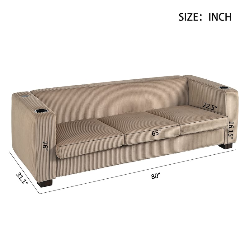 Christopher Knight Home- Dillan Polyester 80-Inch 3 Seater Sofa