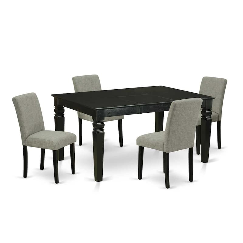 Rectangle Kitchen Table Set 5 Piece - 42x60 Inch Table with Chairs - Linen Fabric Dining Set - Black Legs