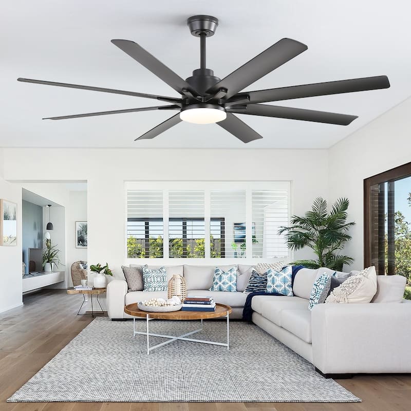 42“/52"/60"/48" Noiseless Walnut Wood Ceiling Fan with Remote Control, Integrated Light Optional