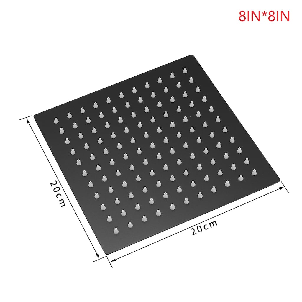 Stainlessn Steel Square Matte Black Rainfall Shower Head (8/10/12/16 Inches)