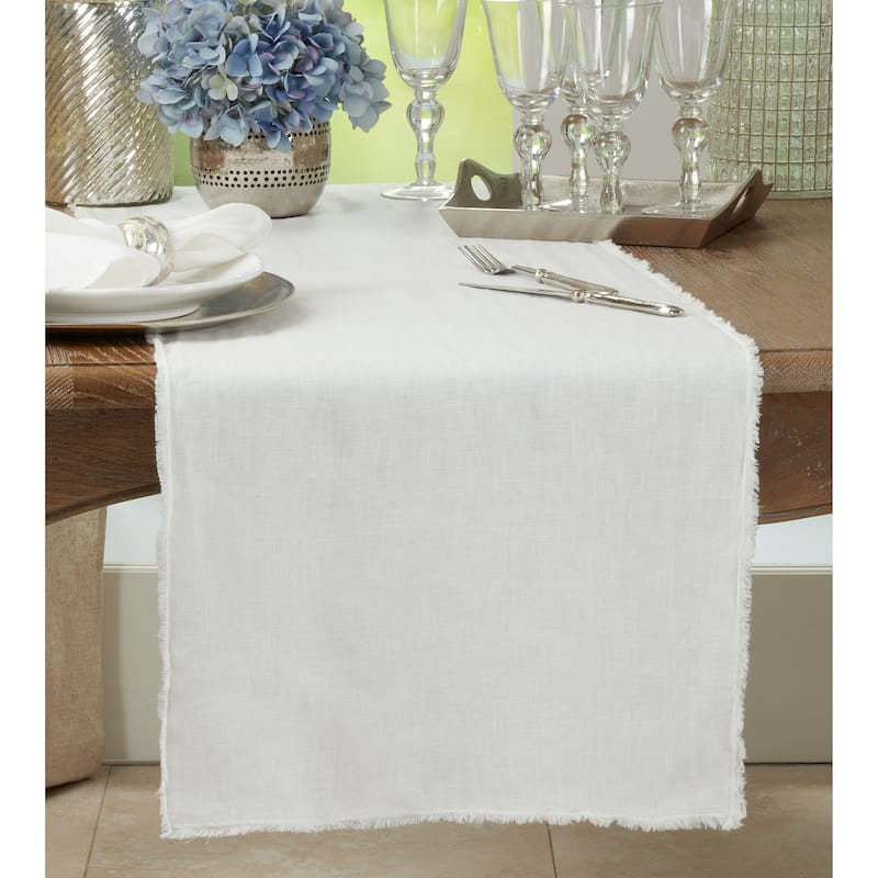 Fringed Linen Design Stone Washed Runner