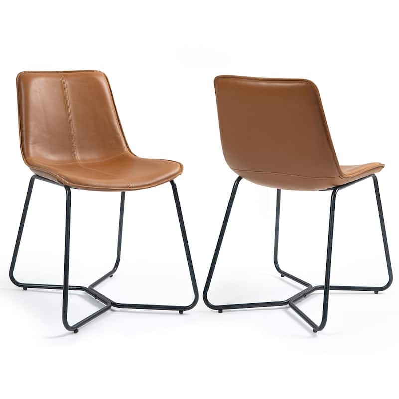 Amery Cappuccino Faux Leather Dining Chair with Iron Frame (Set of 2)