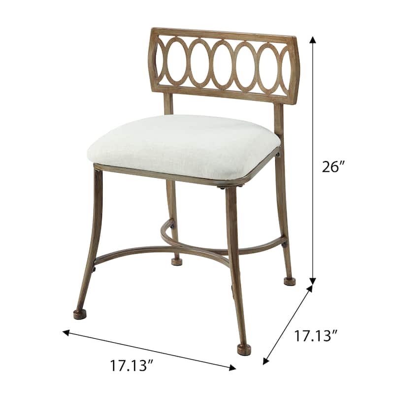 Azalea Park Golden Bronze Low Back Upholstered Vanity Stool - 17.13 W x 17.13 D x 25.98 H"
