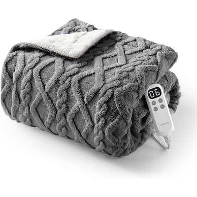 Heated Blanket Electric Throw Blanket, Tufted Sherpa Heating Lap Blanket
