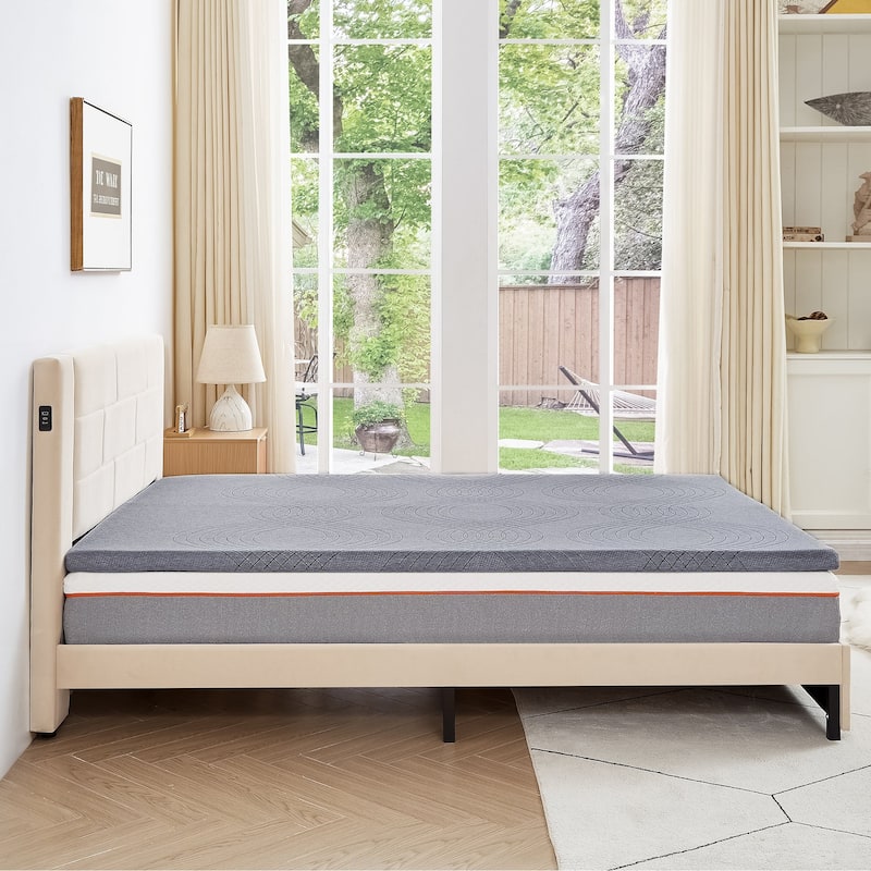 Javlergo 2 Inch/4 Inch Mattress Topper, Comfort Memory Foam Bed Topper with Removable Washable Cover, Gray - N/A