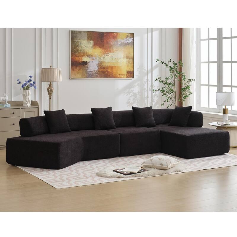 Modern Minimalist 140" L-Shape Couch ,No Assembly Required,Boucle,Modular Sofa ,Couch with Chaise