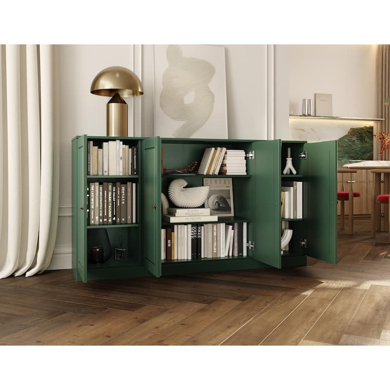 100% Solid Wood 65" Sideboard with Clear, Frosted Glass or Solid Wood Doors by Palace Imports