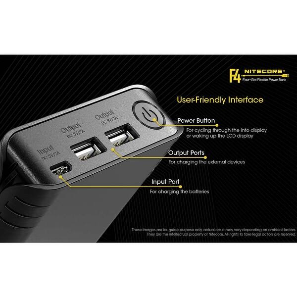 Shop Nitecore F4 4 Slot Power Bank Battery Charger For Lithium Ion 18650 Overstock 28004540
