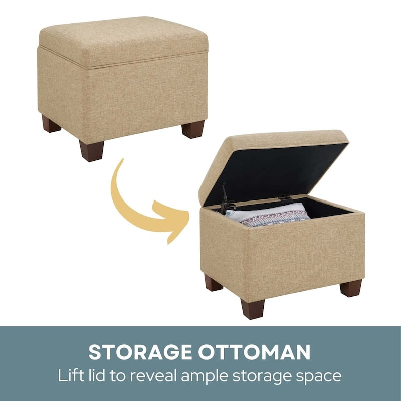 Upholstered Storage Ottoman with Spacious Interior and Padded Seat for Multipurpose Seating and Room Décor