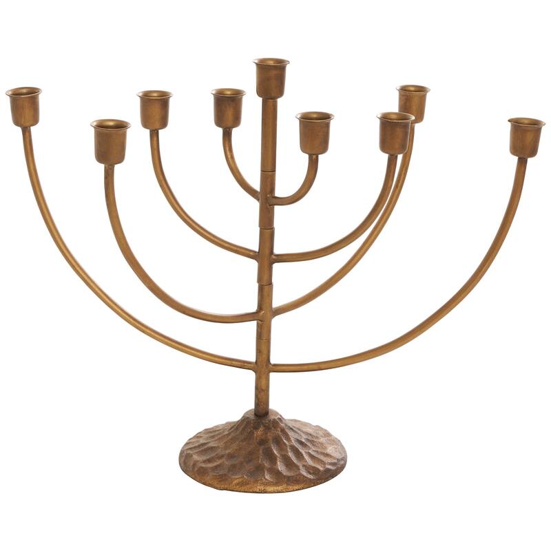 Metal Layered Arch Candelabra with Textured Base - Bronze - Roche River Decor - 13"W x 17"L x 14"H