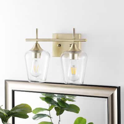 GetLedel Industrial 2-Light Vanity Light With Clear Glass Shade