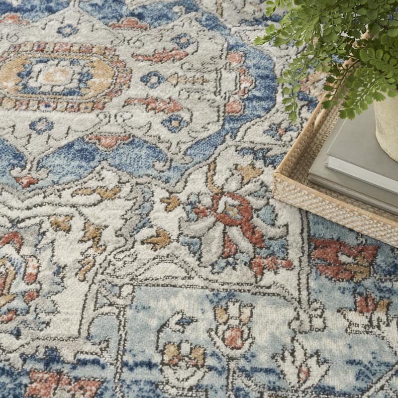 Power Loomed Distressed Traditional Area Rug