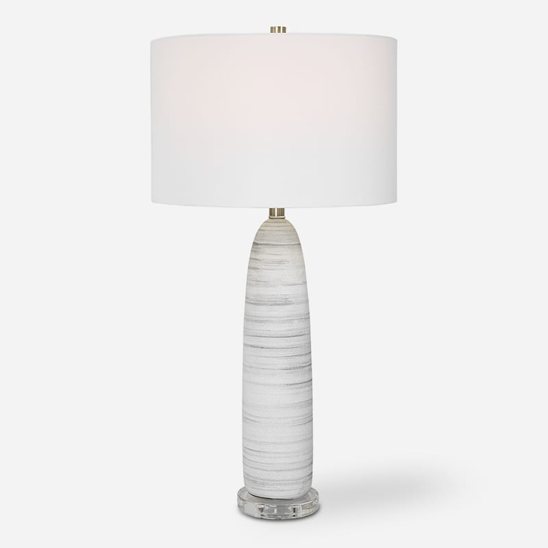 Bottled Ceramic Table Lamp with Drum Shade - 31.5" - Matte White