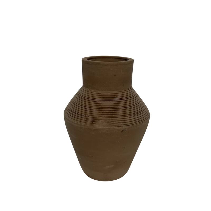 Terracotta Vase Natural Black H 8.7" & Dia 6.1" - Black - Brown