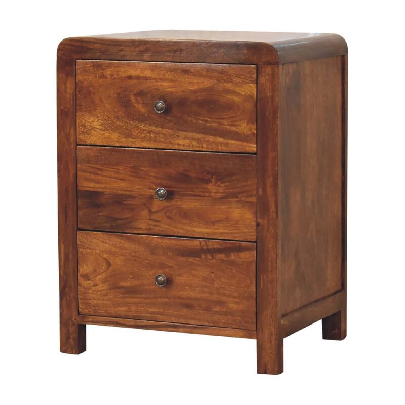 Artisan Furniture Mango Solid Wood Naya Nightstand ,Brown,3 Drawers
