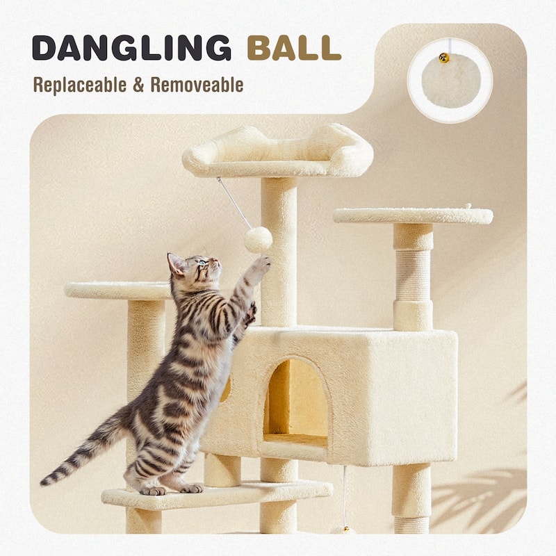 Cat Tree Tower with Scratching Posts and Cond,Multi-Level Kitty Climber for Indoor Cats