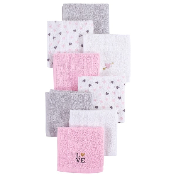 slide 1 of 1, Hudson Baby Infant Girl Super Soft Cotton Washcloths, Love, One Size - Love - One Size One Size - Love