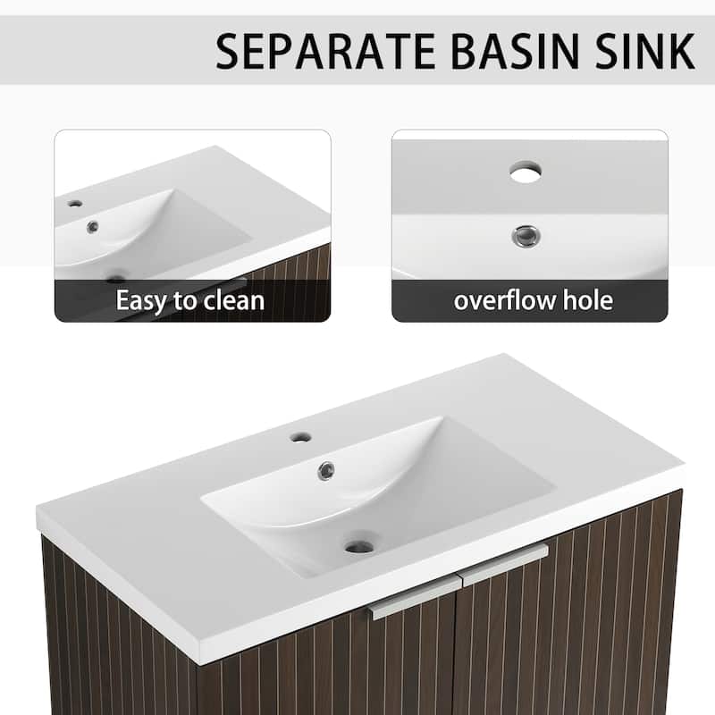 Bathroom Vanity With Sink In 24/30/36 Inch, Floating Bathroom Vanity With Soft Close Door