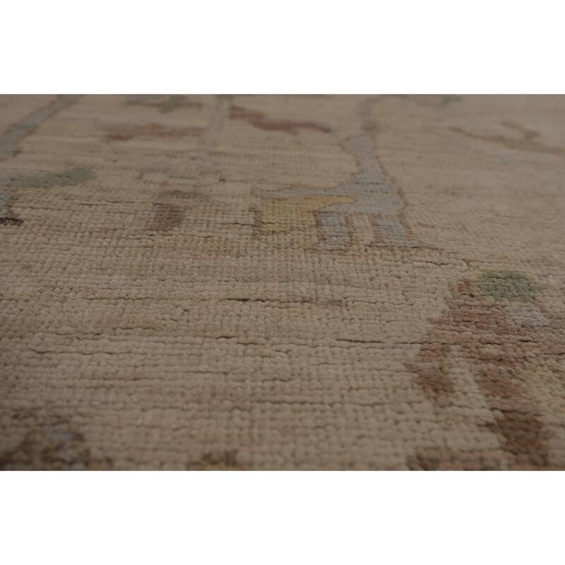 Vegetable Dye Oushak Turkish Rug Handmade Floral Wool Carpet - 9'4"x 12'5"