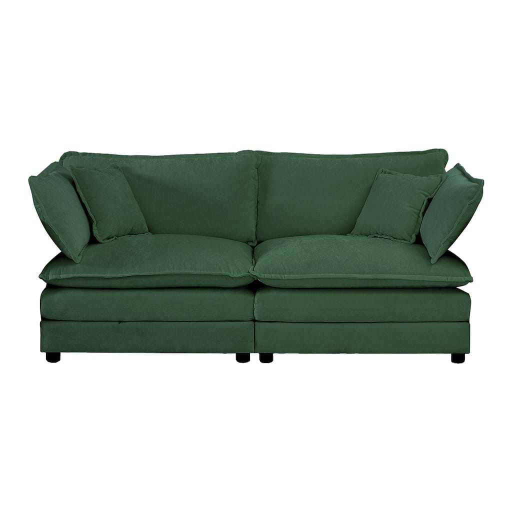 Armless Deep Seat 2 Seater Chenille Fabric Sofa