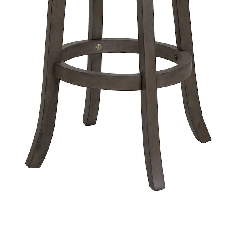Curved Lattice Back Swivel Barstool with Leatherette Seat, Gray and Black