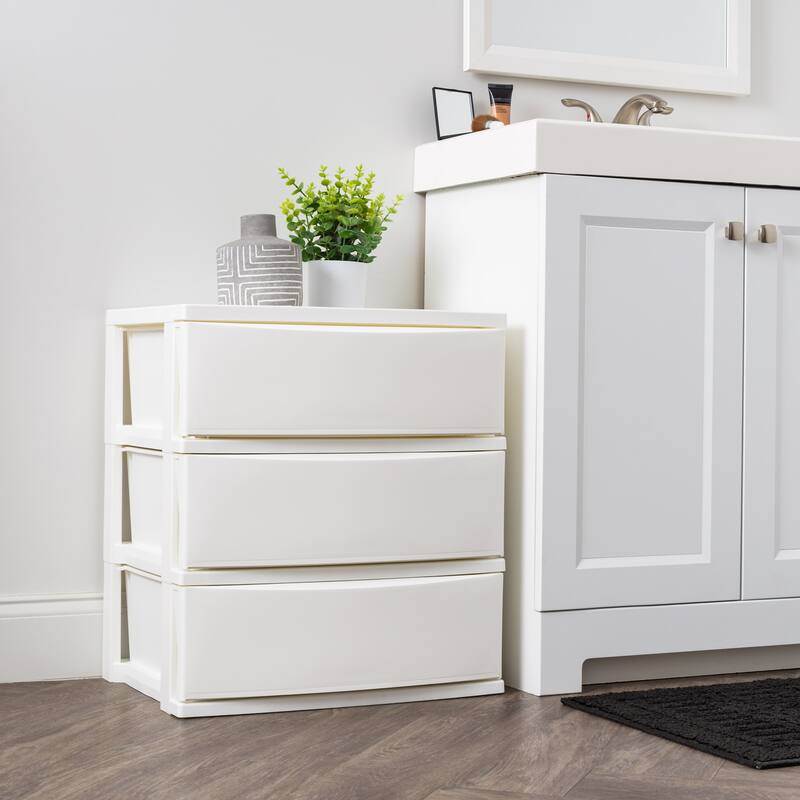 IRIS USA® Nesting Stacking Wide Chest 29.5 Qt - White - Set of 2