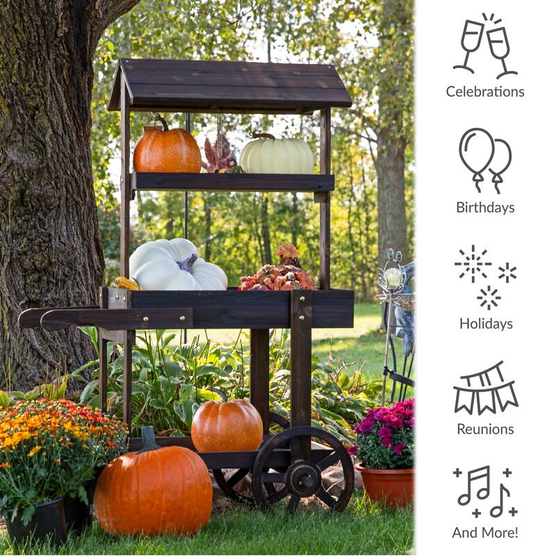 Sunnydaze Country Market Flower Cart Display Stand - 49.25” H