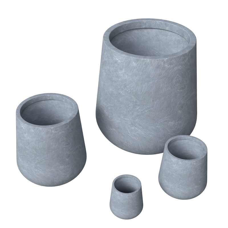Orchid 4-Piece Round Modern Fiberstone and MgO Clay Decorative Planter Pot Set for Living Room Office Home Patio Porch Decor