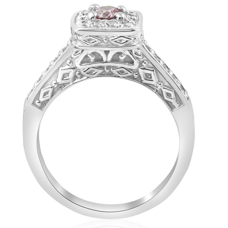 Bliss Diamond 3/8Ct Pink Diamond Engagement Ring White Gold Lab Grown
