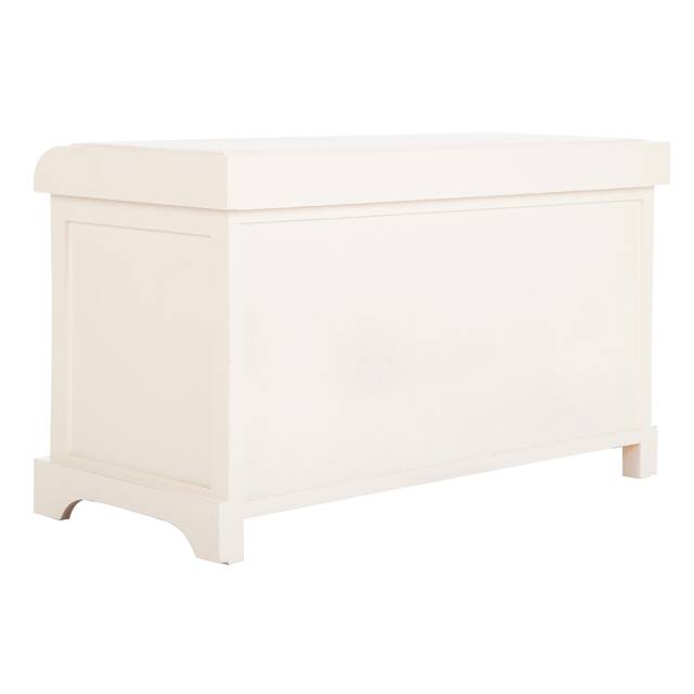 SAFAVIEH Freddy Distressed White Wicker Storage Bench - 33.5" x 16.1" x 19.9"