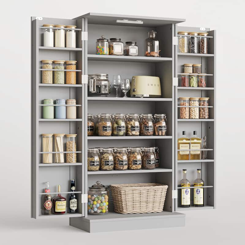 50-inch Adjustable Kitchen Pantry with Smart LED Light