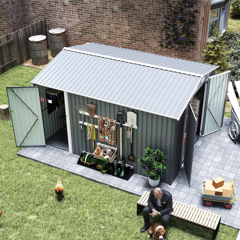 Campcraft 9x11 FT Outdoor Storage Shed with 3 Lockable Doors