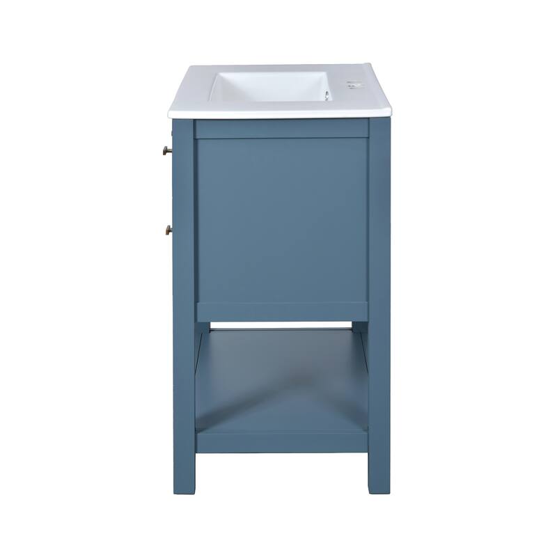 30 in. W x 18 in. D x 34 in. H Single Sink Freestanding Bath Vanity with White Sink Top - 30'' x 18'' x 34''