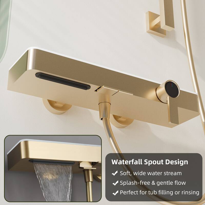 Modland Bathtub Faucet 2-Function Shower System with 3 Modes Handheld Shower,Height Adjustable Shower Slide Bar