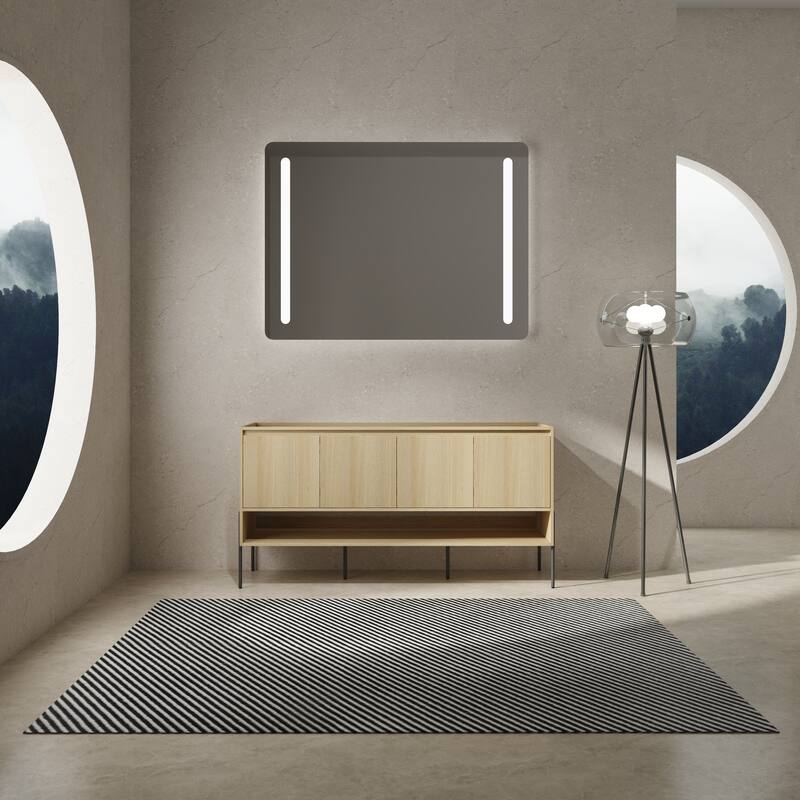 Freestanding Bathroom Cabinet with Four Doors, Floor-to-Ceiling Storage in Engineered Wood (No Top Sink Included)