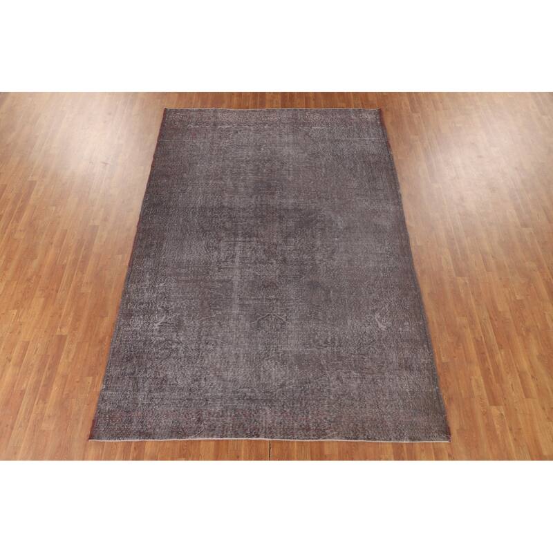 Over-Dyed Anatolian Turkish Vintage Area Rug Handmade Wool Carpet - 7'3" x 10'8"